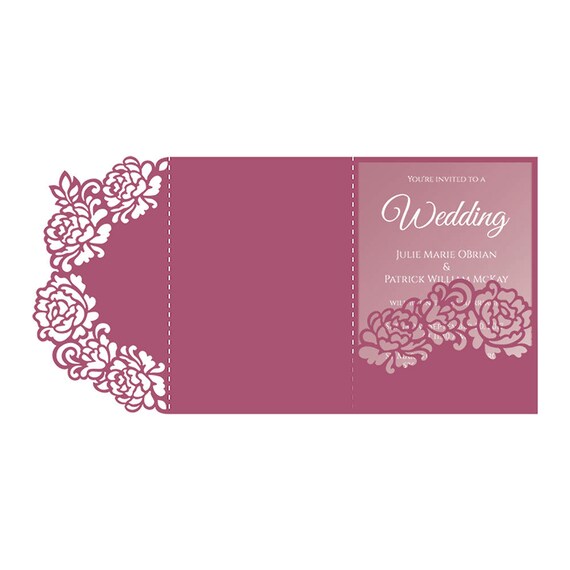 Download Tri Fold Peonies 5x7 Wedding Invitation Pocket Envelope Svg Etsy