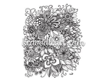 zentangle inspired flower designs coloring page