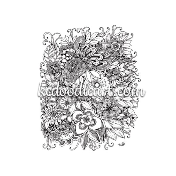 zentangle inspired flower designs coloring page
