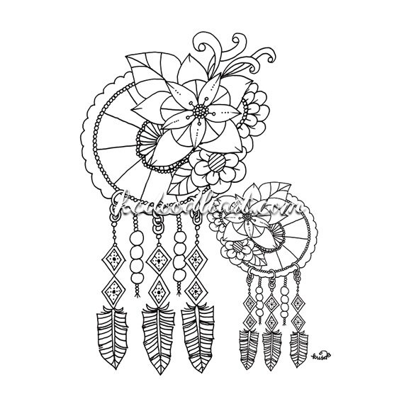 instant digital download dreamcatcher coloring page etsy ireland