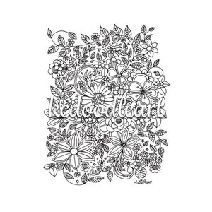 Digital Download Coloring Page - Flower Design Doodles