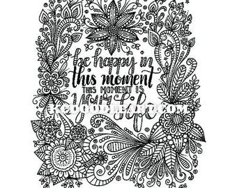 Be happy in this moment Coloring page