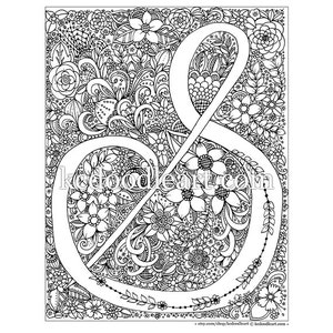 instant digital download, adult coloring page, letter S