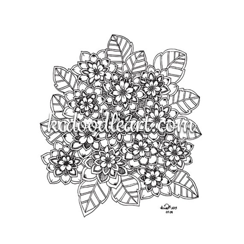 Coloring page flower designs | Etsy