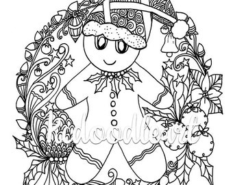 Instant Digital Download - Coloring Page - Gingerbread Man