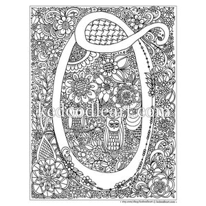 instant digital download - letter O - adult coloring page