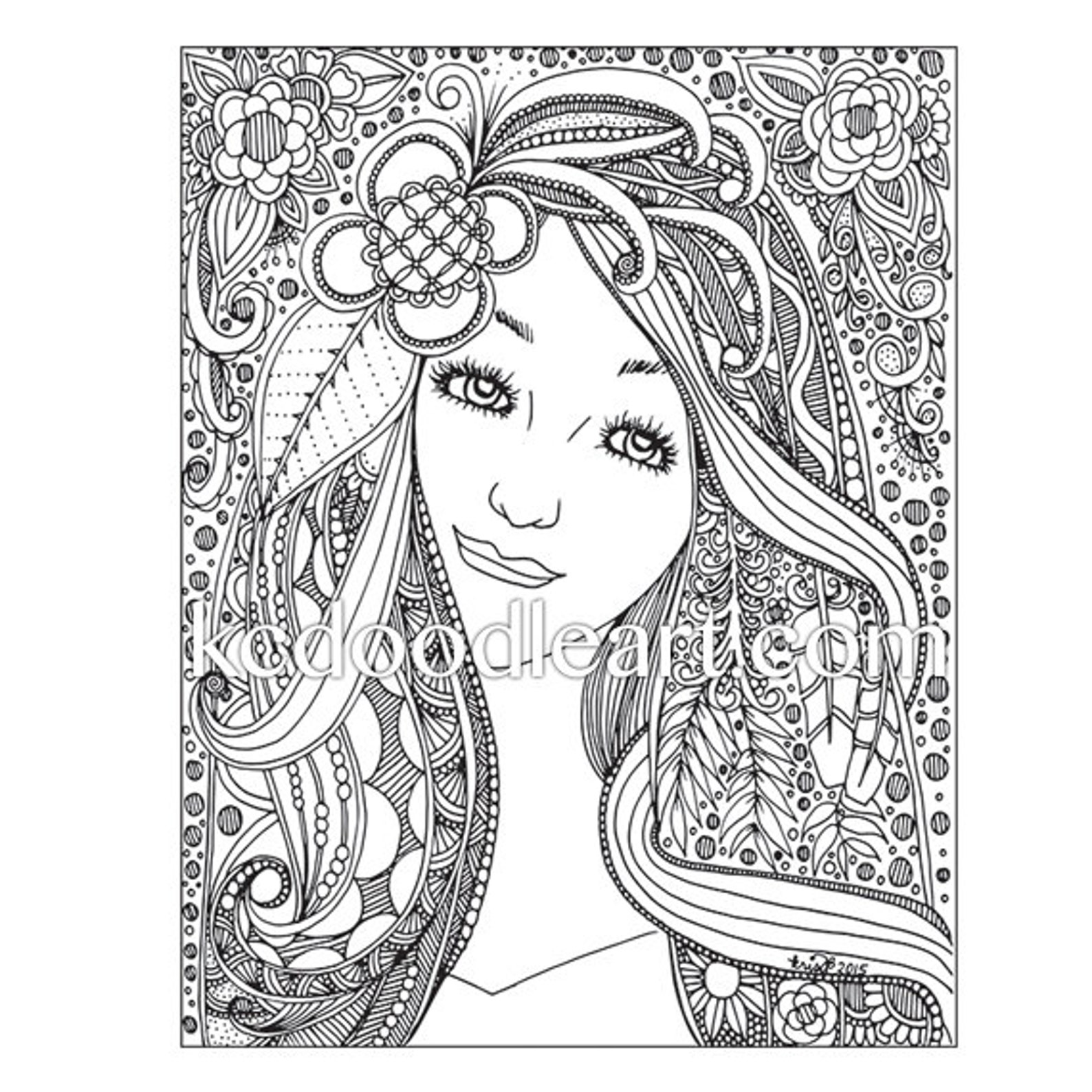 Instant digital download adult coloring page woman and | Etsy