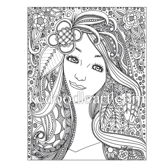 Instant digital download adult coloring page woman and | Etsy