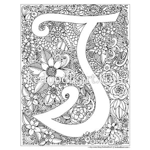 instant digital download - adult coloring page - letter T