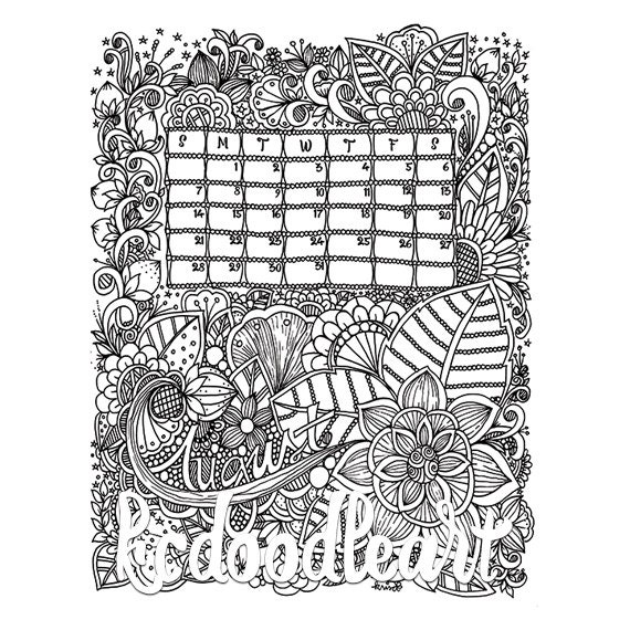 Instant Digital Download - Coloring Page - August 2016 - Etsy