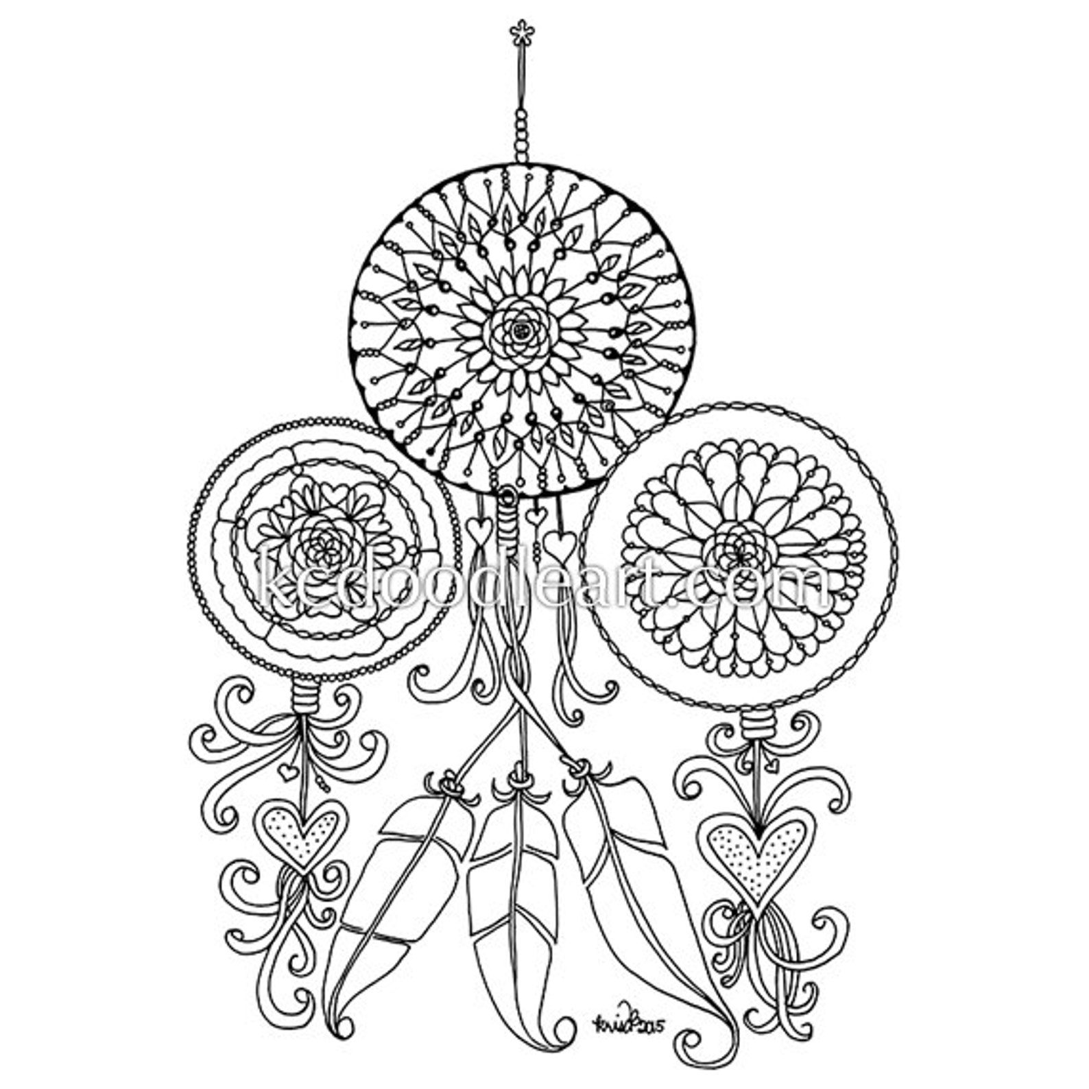 Instant Digital Download - Adult Coloring Page - Dreamcatcher - Etsy