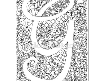 Digital Instant Download - Adult Coloring page - Letter G