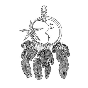 instant digital download - coloring page - dreamcatcher