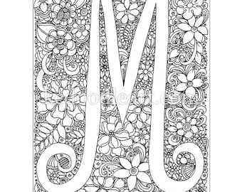 letter m coloring etsy