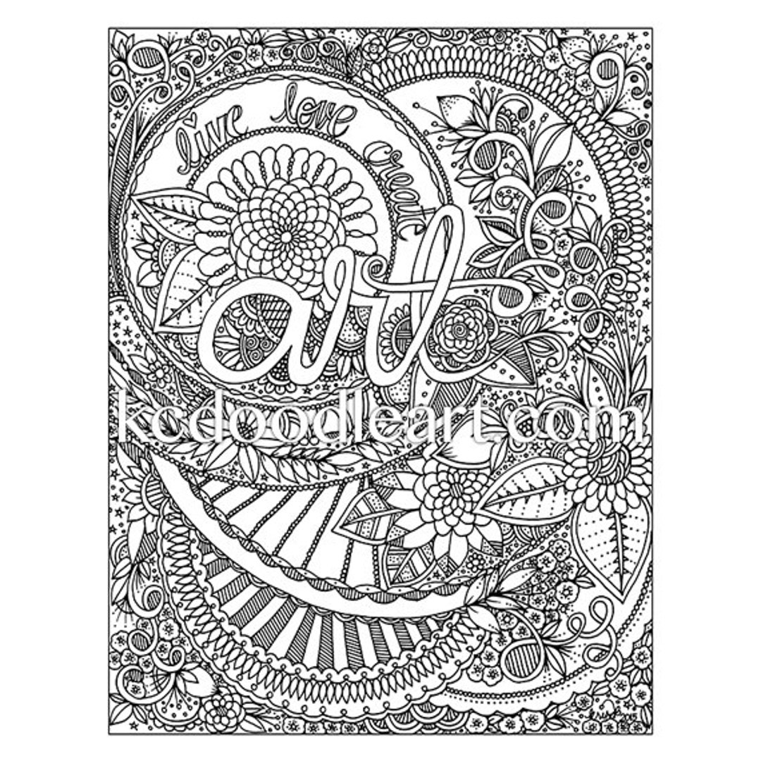 Lacey floral doodle coloring page