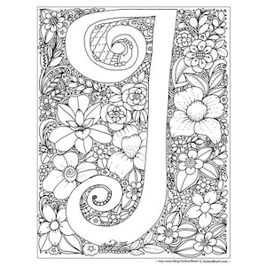 instant digital download - adult coloring page - letter I