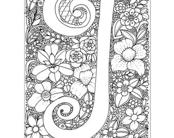 instant digital download - adult coloring page - letter I