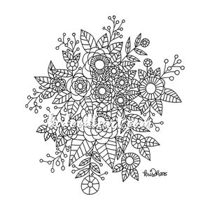 Instant Digital Download - Adult Coloring Page - flower doodles