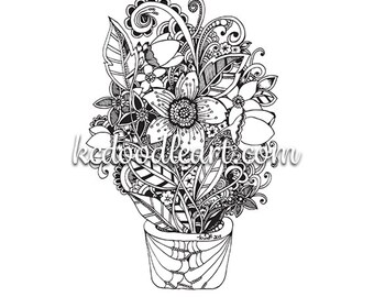 potted flower designs - coloring page