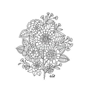 Instant Digital Download - coloring page - flower designs