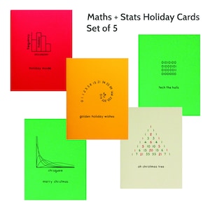 Math Holiday Card Set - 5 cartes | Mathématiques Stats Noël Statistiques Binaires Professeur Tuteur Nerd Geek Science Ingénieur Maths