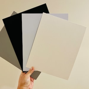 Panneau de support 8 x 10 pouces Carton photo pH neutre sans acide panneau de montage en papier de 1,2 mm d'épaisseur | blanc noir gris couleurs assorties