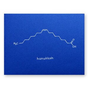 Carte Hanukkah - Carte molécule de chimie - Science Nerd Geek Card - huile d’olive - carte Chanukkah