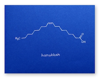 Hanukkah Card - Chemistry Molecule Card - Science Nerd Geek Card - olive oil - Chanukkah card