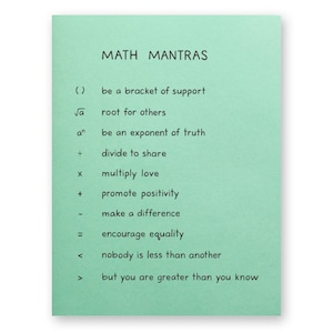 Math Mantras Poster 8 x 10 in / Orden de operaciones Símbolos BEDMAS / afirmaciones inspiradoras matemático profesor ingeniero científico