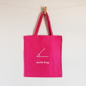 Cute Math Bag Acute Bag Tote Acute Angle Algebra and Geometry Maths Nerd Grocery Bag Bicycle Bag Beach Bag Reusable Cotton Bag image 2