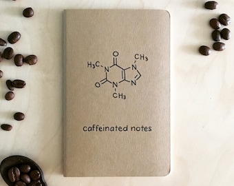 50% off AS-IS SALE: Science Coffee Notebook - Caffeine Journal - Caffeinated Chemistry Notes - Idea Book Recipe book Nerd geek nerdy geeky