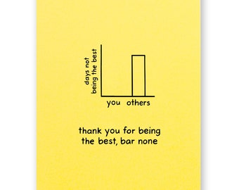 Math Thank You Card | Maths Statistics Stats Bar Graph Bar None Pun | Data Science Nerd Geek Actuary Actuarial Teacher Parent Father Mother