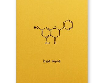 Bee Mine Valentine Card - Bee Love Card - Chemistry Valentine Love Card - Science Nerd Geek - Anniversary Card - Bees