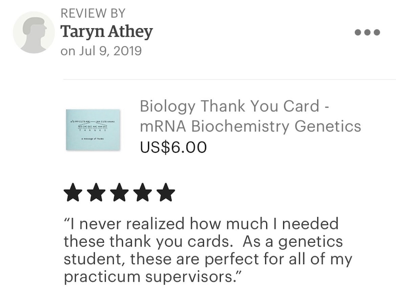 Biology Thank You Card mRNA Biochemistry Genetics Scientist Nerd Geek Chemistry DNA Message of Thanks Teacher Tutor Mentor Scientific image 4