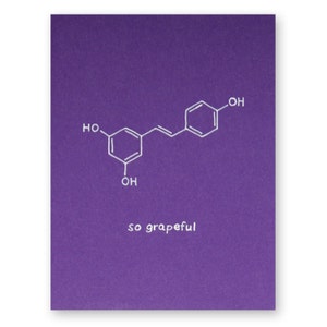 Carte de remerciement de science | Grape Pun So Grapeful | Chimie Foodie Food Fruit Wine Nerd Geek Mothers Day Fathers Day Teacher Chef Hostess