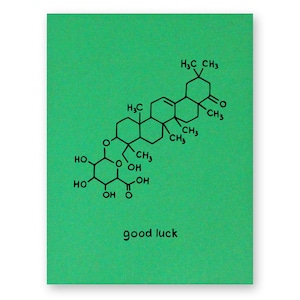 Good Luck Clover Card | Chemistry Nerd Geek Plant Science Botany Gardener STEM Chemist Scientist | Encouragement Teacher Student School Exam