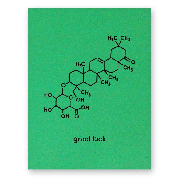 Good Luck Clover Card | Chemistry Nerd Geek Plant Science Botany Gardener STEM Chemist Scientist | Encouragement Teacher Student School Exam