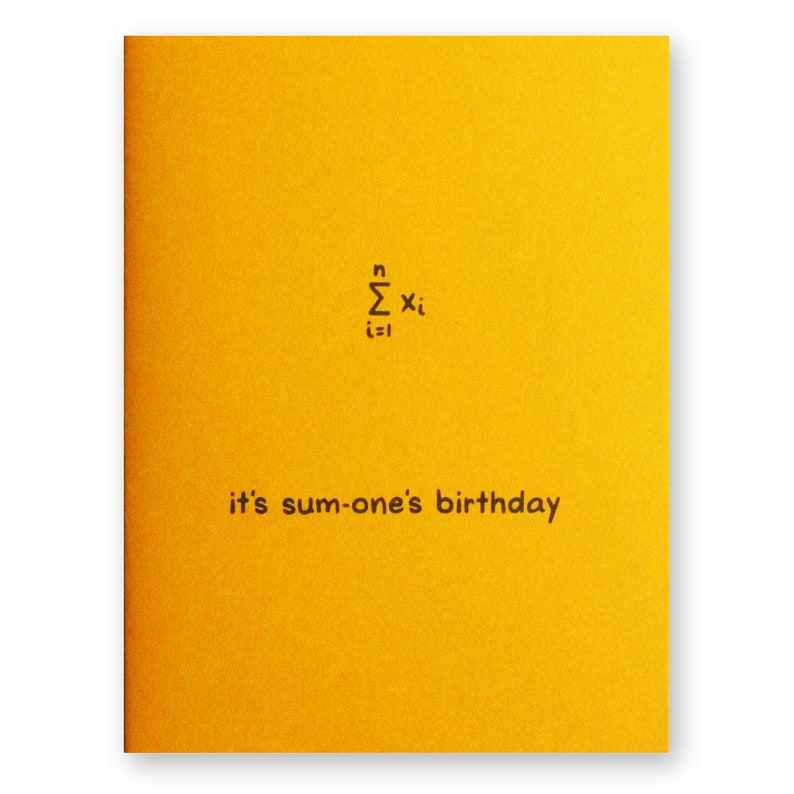 Mathe Geburtstagskarte Sum One es Birthday Summation Zahl Etsy