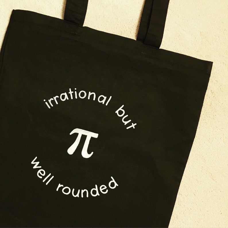 Pi Tote Bag Math Nerd Bag Irrational Number Grocery Bag Bicycle Bag Beach Bag Reusable Cotton Bag Geek Gift Bag