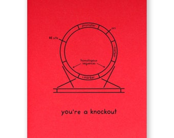 Biology Valentine Card | Gene Knockout You're a Knockout | Science Biochemistry DNA Genetics Scientist Molecular Cloning Chemistry Nerd Geek