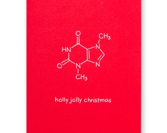 Holly Jolly Christmas Holiday Card - Nerd Christmas Card - Science Chemistry Geek - Xmas Seasons Greetings Christmas Carol Card