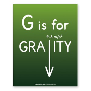 Science Digital Print G is for Gravity | Physics Poster 8x10 DIGITAL DOWNLOAD | Nerd Geek Teacher Math Scientist Engineer Classroom Decor