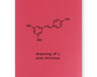 Chemistry Christmas Card | Wine Science Nerd Geek Molecule Holiday Music Carol Song Lyric Pun Winery Vineyard Bar Bartender Biology Teacher