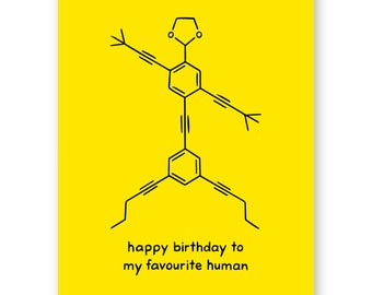 Favorite Human Birthday Card | Science Chemistry Birthday Awesome Favourite Human Happy Birthday Stick Figure Molecule Nanoputian Nerd Geek