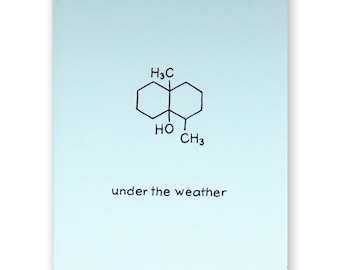 Chemistry Get Well Card | Under the Weather | Smell of Rain Petrichor Science Environment Weather Nerd Geek Scientist Chemist Environmental