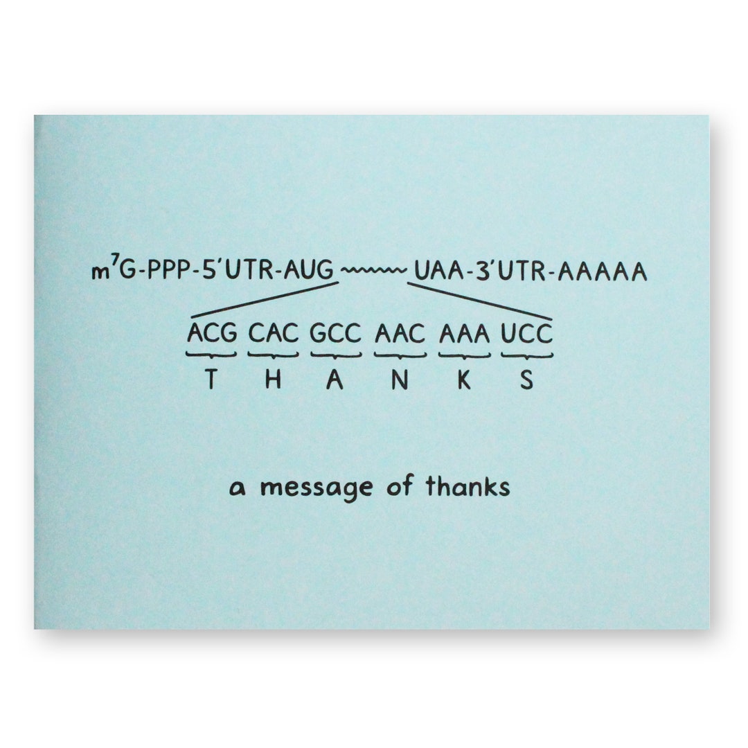 Biology Thank You Card Mrna Biochemistry Scientist Nerd Geek