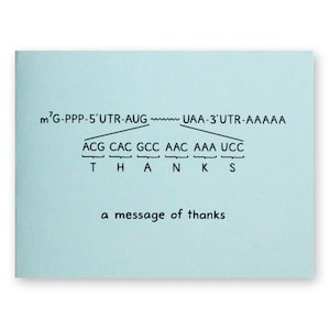 Biology Thank You Card | mRNA Biochemistry Genetics Scientist Nerd Geek | Chemistry DNA Message of Thanks | Teacher Tutor Mentor Scientific