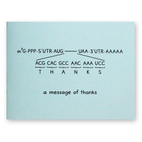 Biology Thank You Card Mrna Biochemistry Genetics Scientist Etsy
