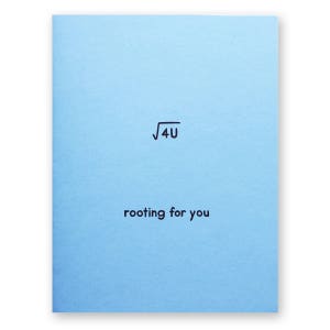 Rooting For You Math Card | Square Root Nerd Geek Mathématiques Nombres | École de chance de graduation d’encouragement d’étudiant d’enseignant