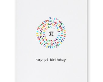 Pi Birthday Card | Math Pun Number Card | HapPi Birthday | Pi Day 314 March 14 | Math Maths Nerd Geek Teacher Mathematician Mathematics